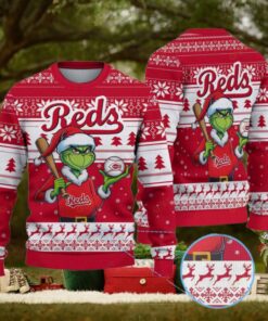 Cincinnati Reds Funny Grinch Christmas Sweater