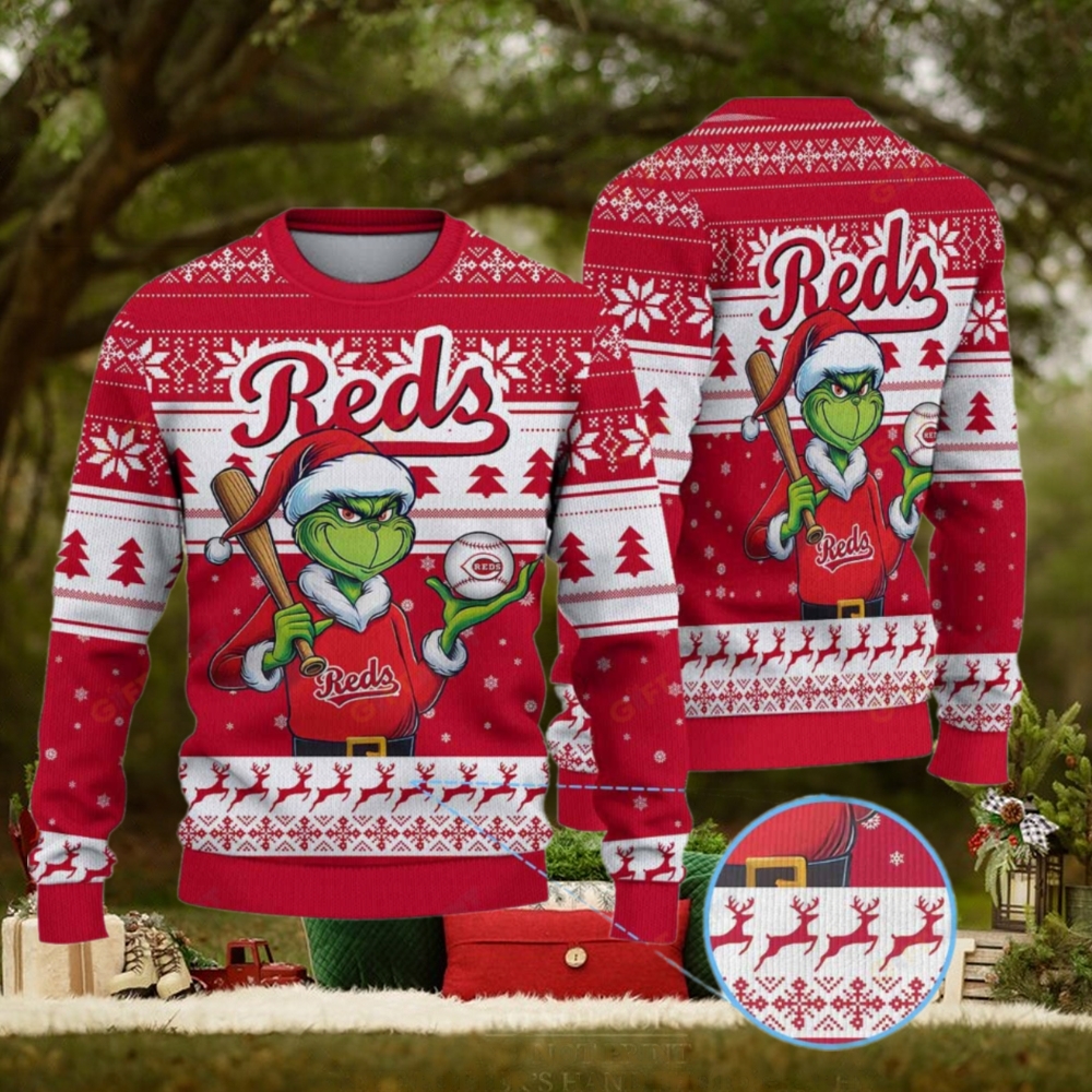 Cincinnati Reds Funny Grinch Christmas Sweater Cincinnati Reds Funny Grinch Christmas Sweater