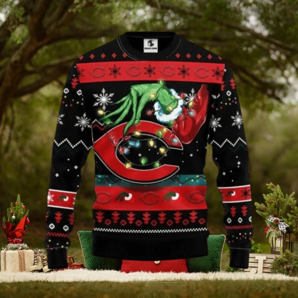 Cincinnati Reds Funny Grinch Christmas Ugly Sweater Cincinnati Reds Funny Grinch Christmas Ugly Sweater