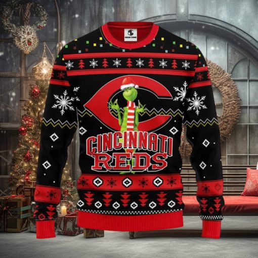Cincinnati Reds Grinch Christmas Ugly Sweater