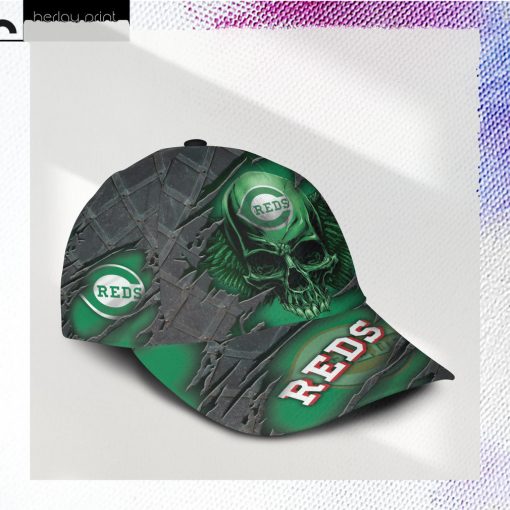 Cincinnati Reds MLB St. Patrick's Day Skull Custom Name Classic Baseball Cap Personalized Gifts For Men Dad Fans