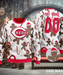 Cincinnati Reds Santa Bear White Xmas 3D Sweater Custom Number And Name