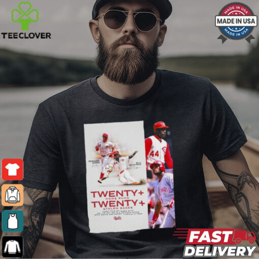 Cincinnati Reds Spencer Steer Elly De La Cruz Twenty Home Runs Twenty Stolen Bases Signatures Poster t shirt