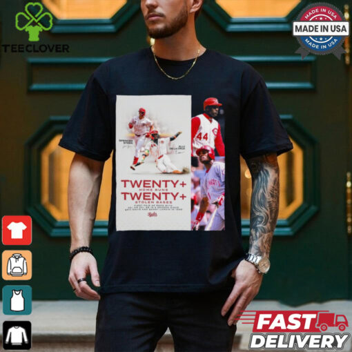 Cincinnati Reds Spencer Steer Elly De La Cruz Twenty Home Runs Twenty Stolen Bases Signatures Poster t shirt