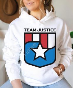 Cindy Perno Wearing Team Justice Shield Logo Long Sleeve T Shirt