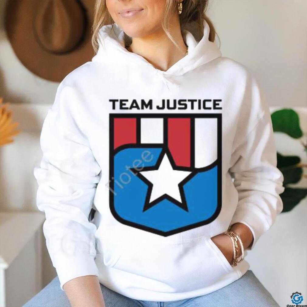 Cindy Perno Wearing Team Justice Shield Logo Long Sleeve T Shirt Cindy Perno Wearing Team Justice Shield Logo Long Sleeve T Shirt