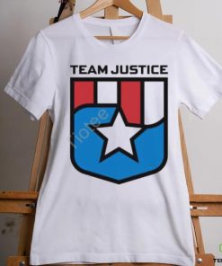 Cindy Perno Wearing Team Justice Shield Logo Long Sleeve T Shirt