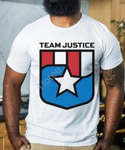 Cindy Perno Wearing Team Justice Shield Logo Long Sleeve T Shirt