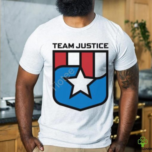Cindy Perno Wearing Team Justice Shield Logo Long Sleeve T Shirt