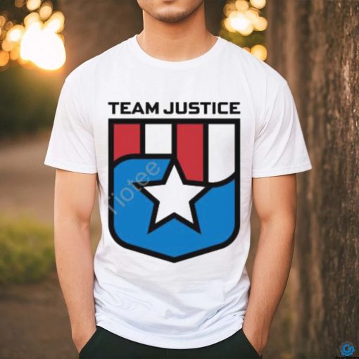 Cindy Perno Wearing Team Justice Shield Logo Long Sleeve T Shirt