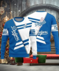 Classic LA Dodgers White And Blue Striped Ugly Sweater