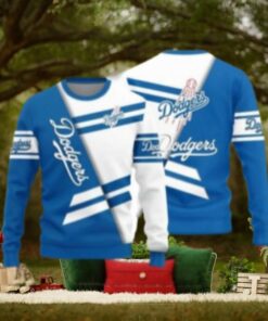 Classic LA Dodgers White And Blue Striped Ugly Sweater