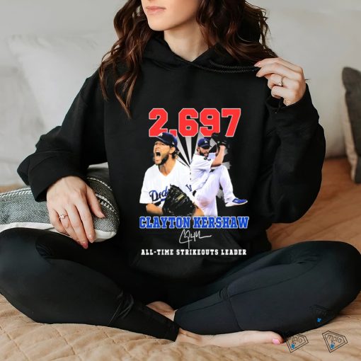 Clayton Kershaw 2,697 All Time Strikeouts Leader Signatures Shirt