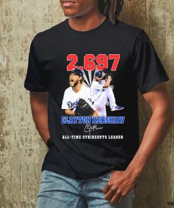 Clayton Kershaw 2,697 All Time Strikeouts Leader Signatures Shirt