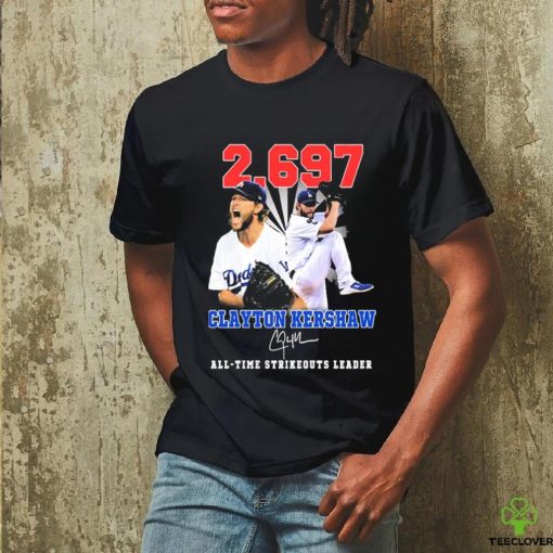 Clayton Kershaw 2,697 All Time Strikeouts Leader Signatures Shirt