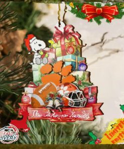 Clemson Tigers And Snoopy Christmas NCAA Ornament Custom Your Family Name