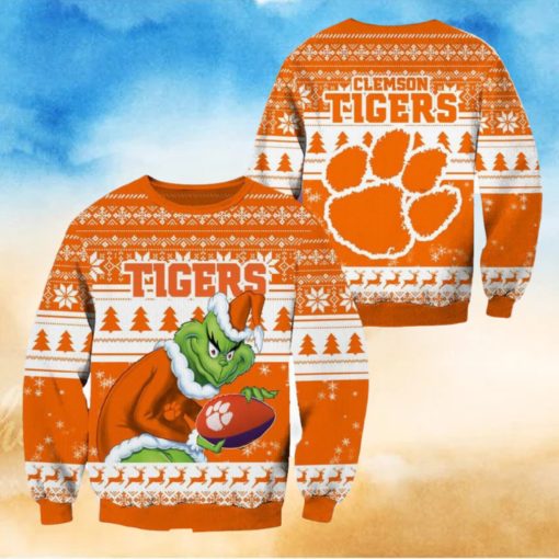 Clemson Tigers Grinch Christmas Ugly Sweater NCAA Funny Gift For Men And Women