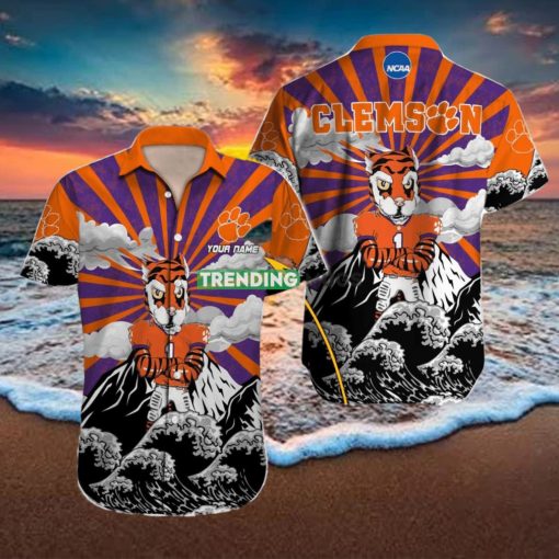 Clemson Tigers NCAA Custom Name Hawaiian Shirt Great Gift For Men And Women Fans hawaiian shirt