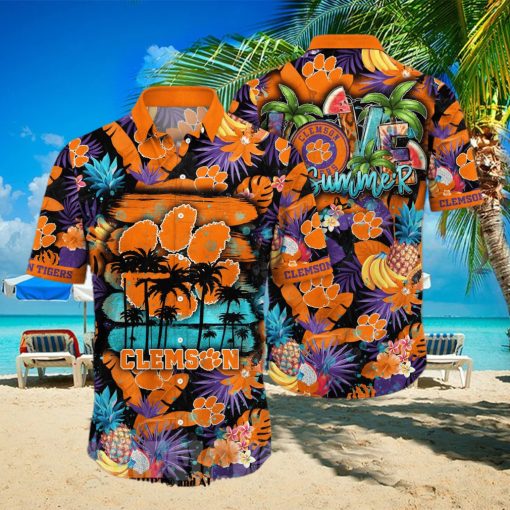 Clemson Tigers NCAA Floral Full Printed 3D Hawaiian Shirt