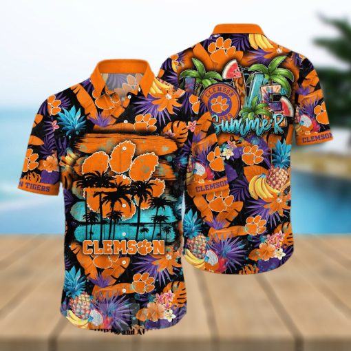 Clemson Tigers NCAA Floral Full Printed 3D Hawaiian Shirt