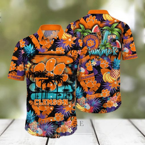 Clemson Tigers NCAA Floral Full Printed 3D Hawaiian Shirt