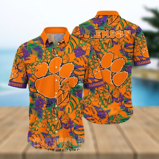 Clemson Tigers NCAA Flower Full Print 3D Hawaiian Shirt