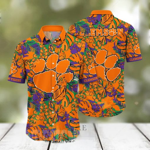 Clemson Tigers NCAA Flower Full Print 3D Hawaiian Shirt