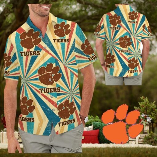 Clemson Tigers Retro Vintage Style Tropical Hawaiian Shirt for Men Women