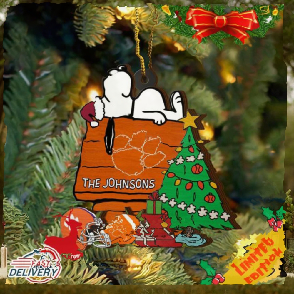 Clemson Tigers Snoopy Christmas NCAA Ornament Custom Name