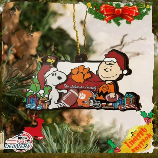 Clemson Tigers Snoopy Christmas NCAA Ornament Custom Your Family Name