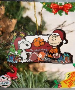 Clemson Tigers Snoopy Christmas NCAA Ornament Custom Your Family Name