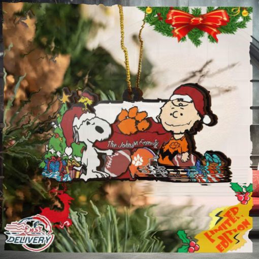 Clemson Tigers Snoopy Christmas NCAA Ornament Custom Your Family Name