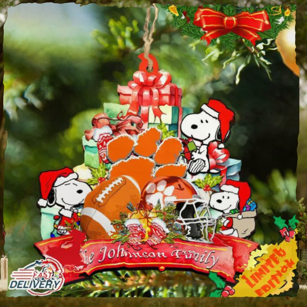 Clemson Tigers Snoopy Christmas NCAA Ornament Personalized Your Family Name Clemson Tigers Snoopy Christmas NCAA Ornament Personalized Your Family Name
