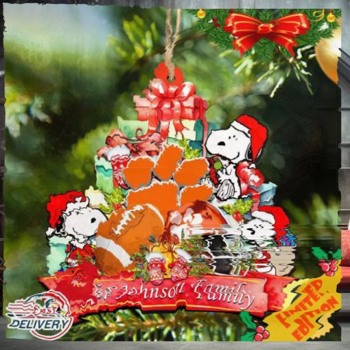 Clemson Tigers Snoopy Christmas NCAA Ornament Personalized Your Family Name