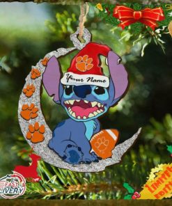 Clemson Tigers Stitch Christmas Ornament NCAA And Stitch With Moon Ornament