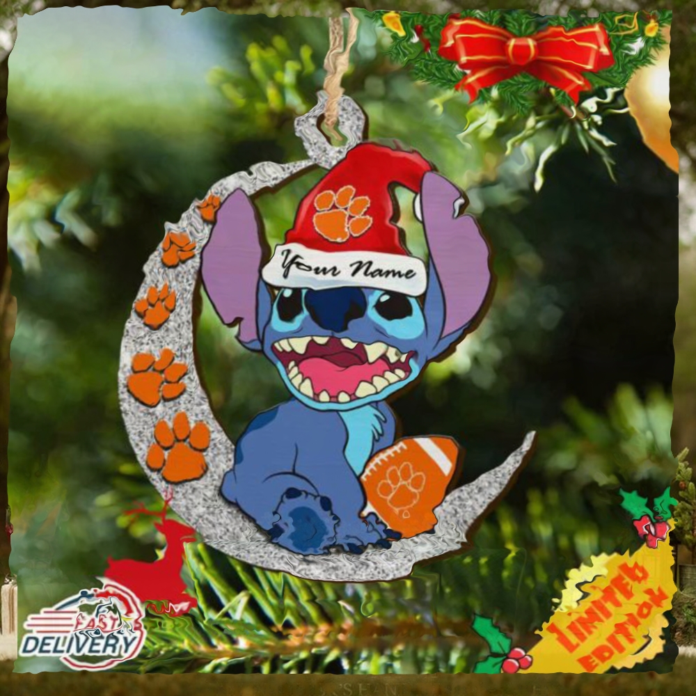 Clemson Tigers Stitch Christmas Ornament NCAA And Stitch With Moon Ornament Clemson Tigers Stitch Christmas Ornament NCAA And Stitch With Moon Ornament