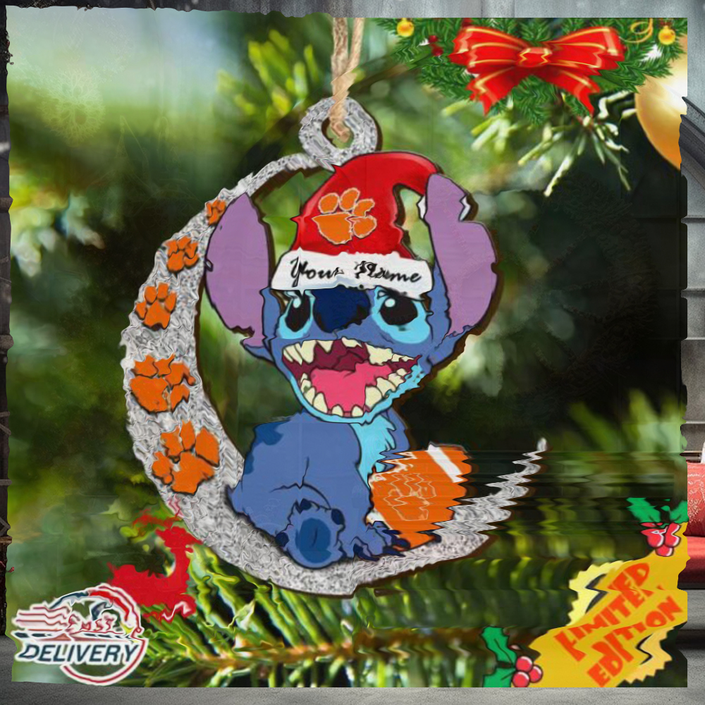 Clemson Tigers Stitch Christmas Ornament NCAA And Stitch With Moon Ornament Clemson Tigers Stitch Christmas Ornament NCAA And Stitch With Moon Ornament