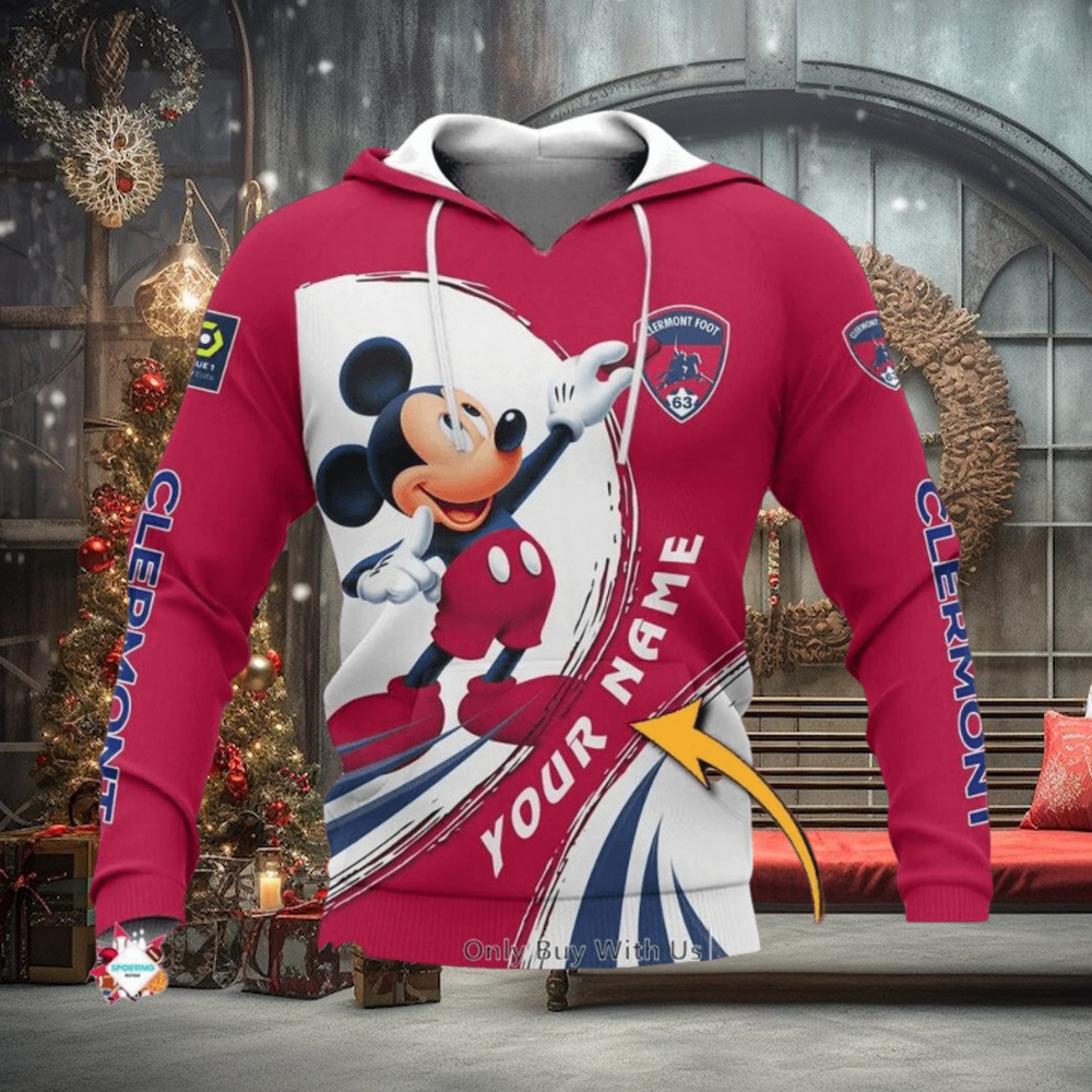 Clermont Foot 63 Custom Name Mickey Pullover Hoodie Clermont Foot 63 Custom Name Mickey Pullover Hoodie