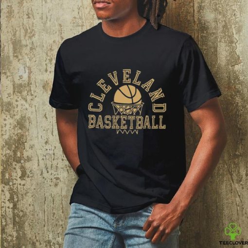 Cleveland Basketball Net Gold NBA T Shirt