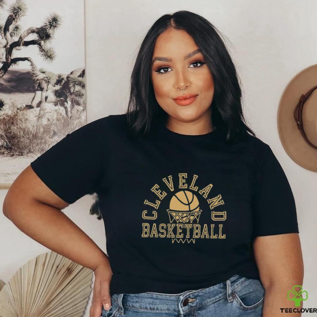 Cleveland Basketball Net Gold NBA T Shirt Cleveland Basketball Net Gold NBA T Shirt