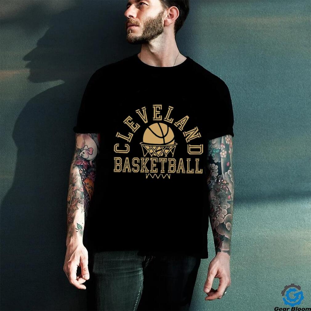 Cleveland Basketball Net Gold NBA T Shirt Cleveland Basketball Net Gold NBA T Shirt