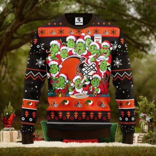 Cleveland Browns 12 Grinch Xmas Day Christmas Ugly Sweater