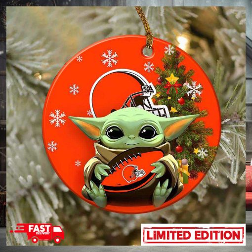 Cleveland Browns Baby Yoda NFL 2023 Christmas Tree Decorations Ornament