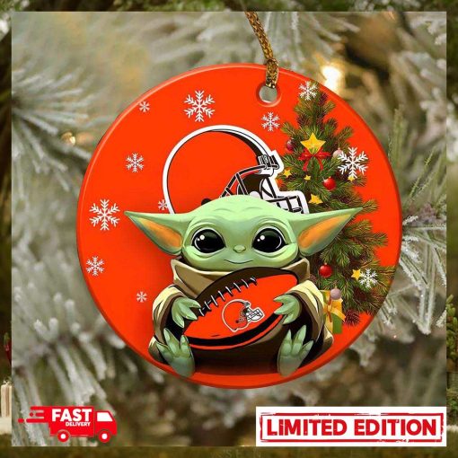 Cleveland Browns Baby Yoda NFL 2023 Christmas Tree Decorations Ornament