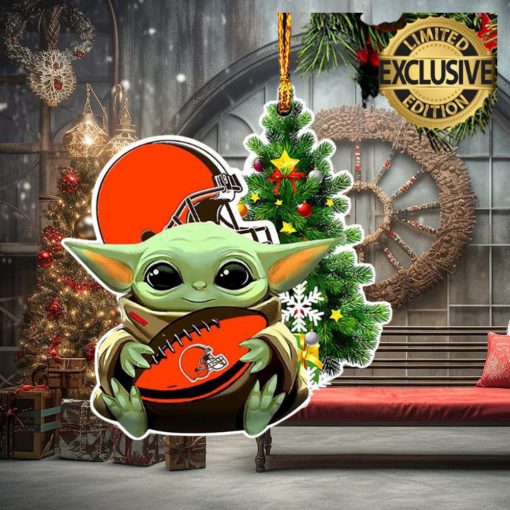 Cleveland Browns Baby Yoda NFL Christmas Tree Decorations Ornament