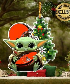 Cleveland Browns Baby Yoda NFL Christmas Tree Decorations Ornament