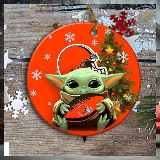 Cleveland Browns Baby Yoda Ornament Christmas Tree Decorations NFL Gifts