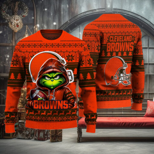 Cleveland Browns Christmas Grinch Knitted Sweater