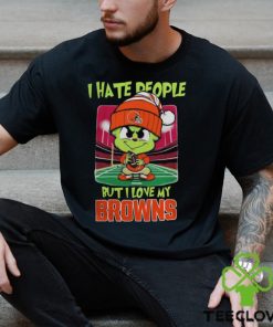 Cleveland Browns Christmas Merch Santa Grinch Chibi I Hate People But I Love My Cleveland Browns Christmas Shirt