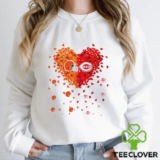 Cleveland Browns Cincinnati Reds logo hearts sport gift hoodie, sweater, longsleeve, shirt v-neck, t-shirt